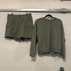 Aritzia Sage Green Sweatfleece Top